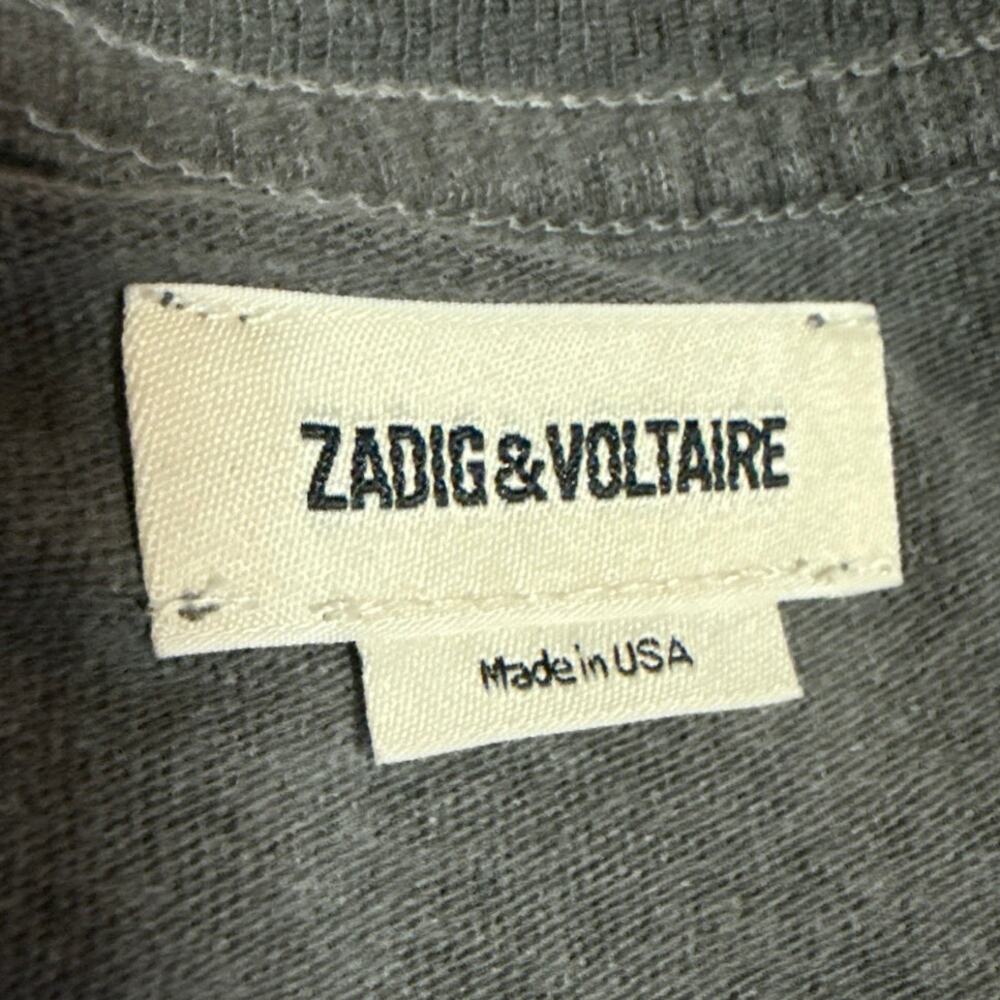 Zadig & Voltaire Alys Rock n Roll Strass Black Studded Rhinestone T-Shirt Top M - Picture 4 of 5